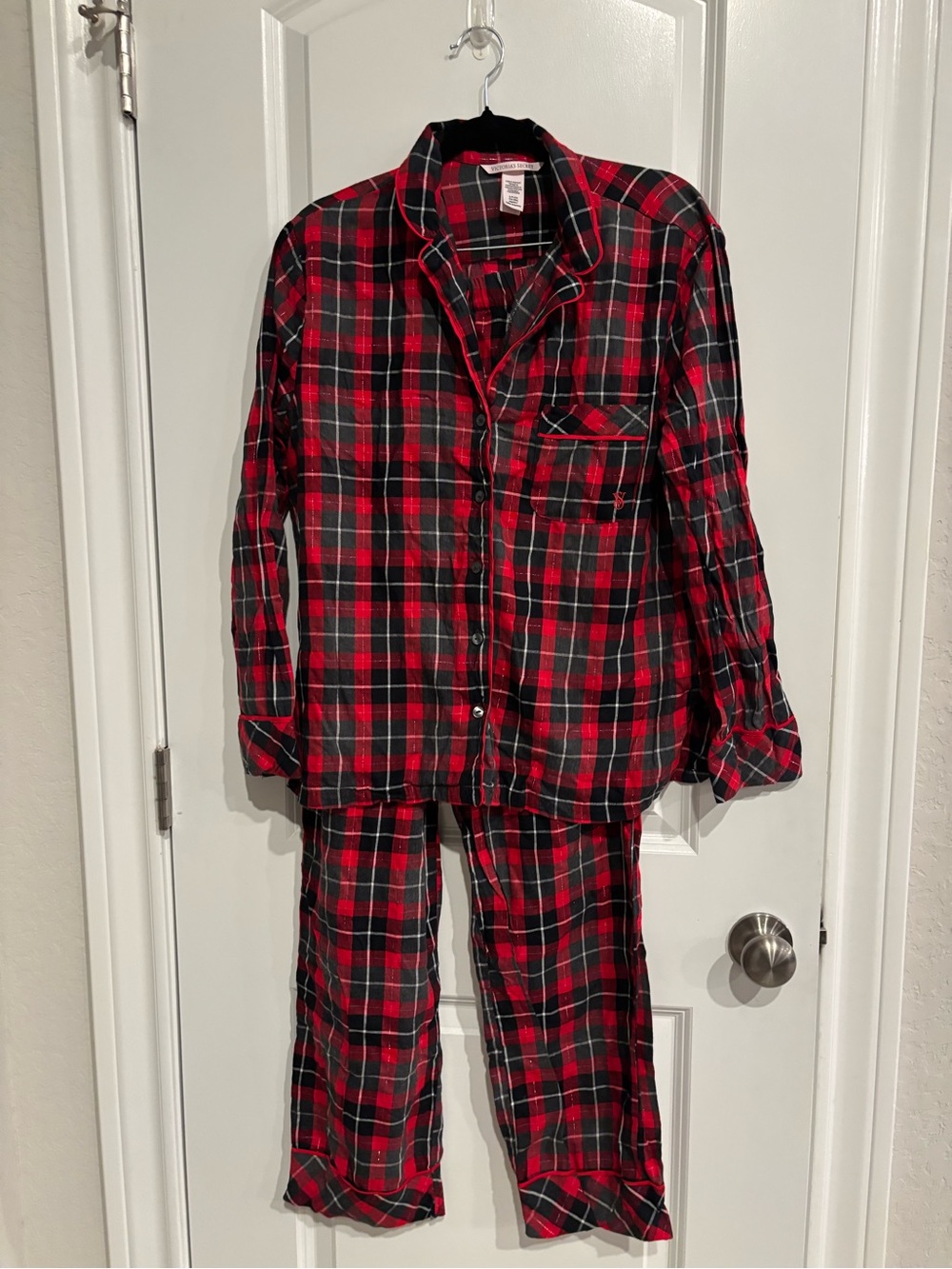 Victoria's Secret Red and Black Plaid Pajama Set